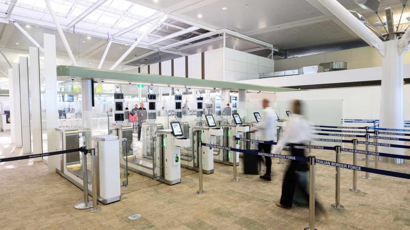 Electronic passport gates at brisbane airport international terminal in australia