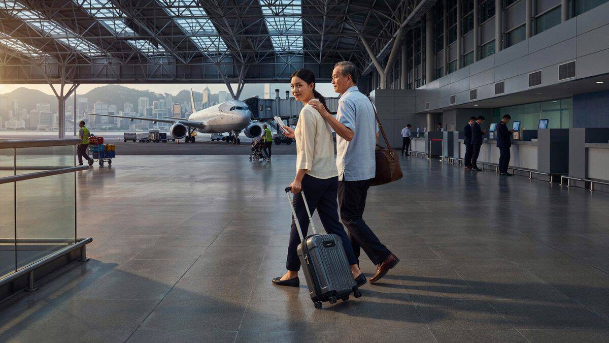 Cathay pacific passenger aircraft prepared for an international journey through hong kong