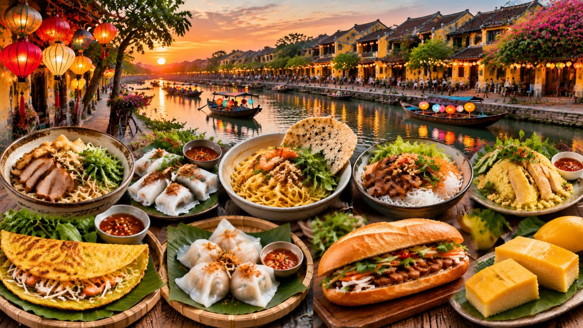 Vietnam hoi an food paradise - travel and tour world Vietnamese dishes near hoi river