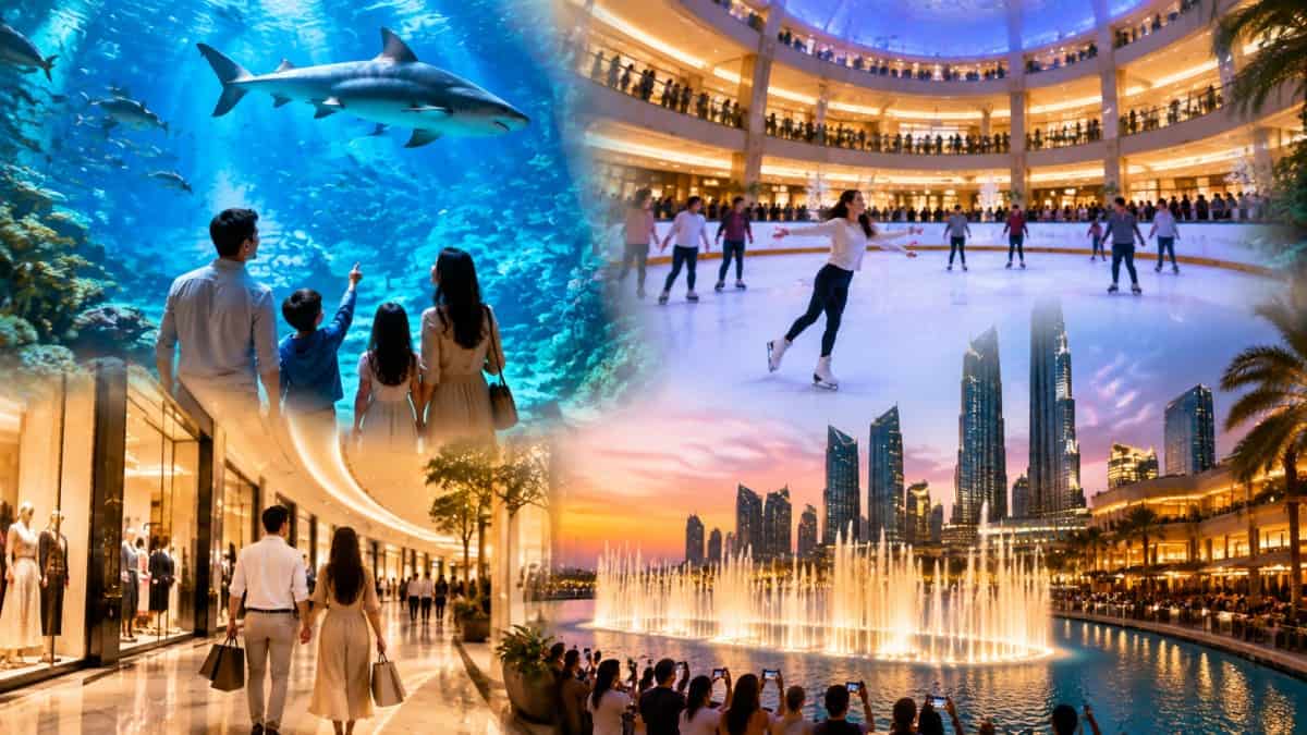 Collage showing dubai mall attractions