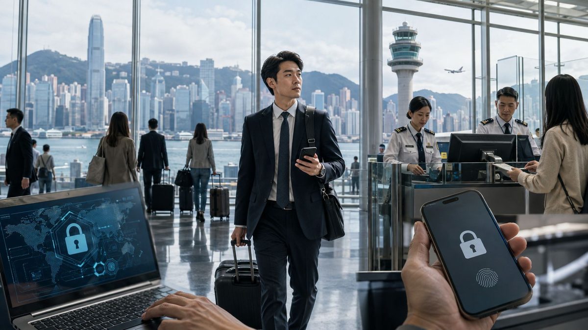 Hong kong airport traveller facing new digital security and device access rules