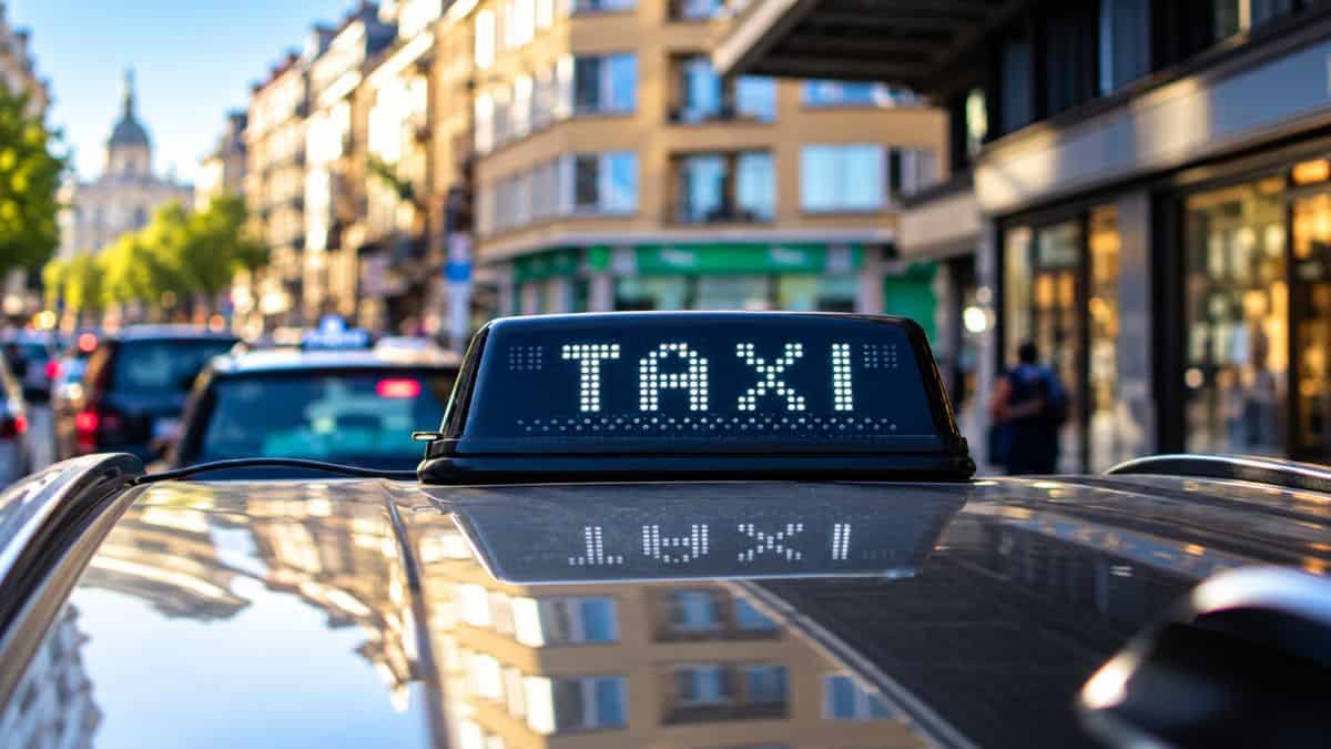 Historic classic cars from autoworld operating as unusual taxis on the streets of brussels
