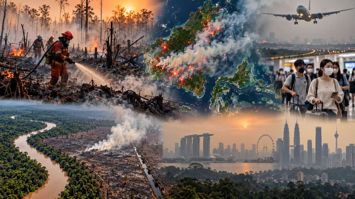 Indonesia kalimantan forest fires sending haze towards singapore and malaysia