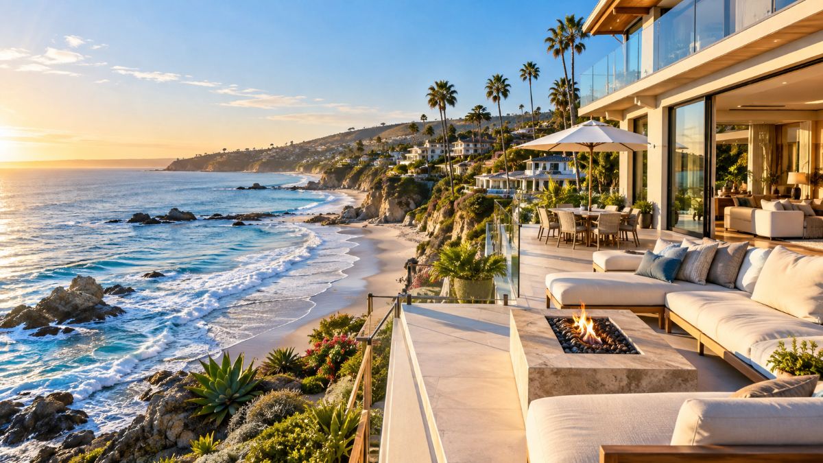 Luxury Laguna Beach residence on Virginia Park Drive overlooking the Pacific Ocean with expansive decks and coastal views.