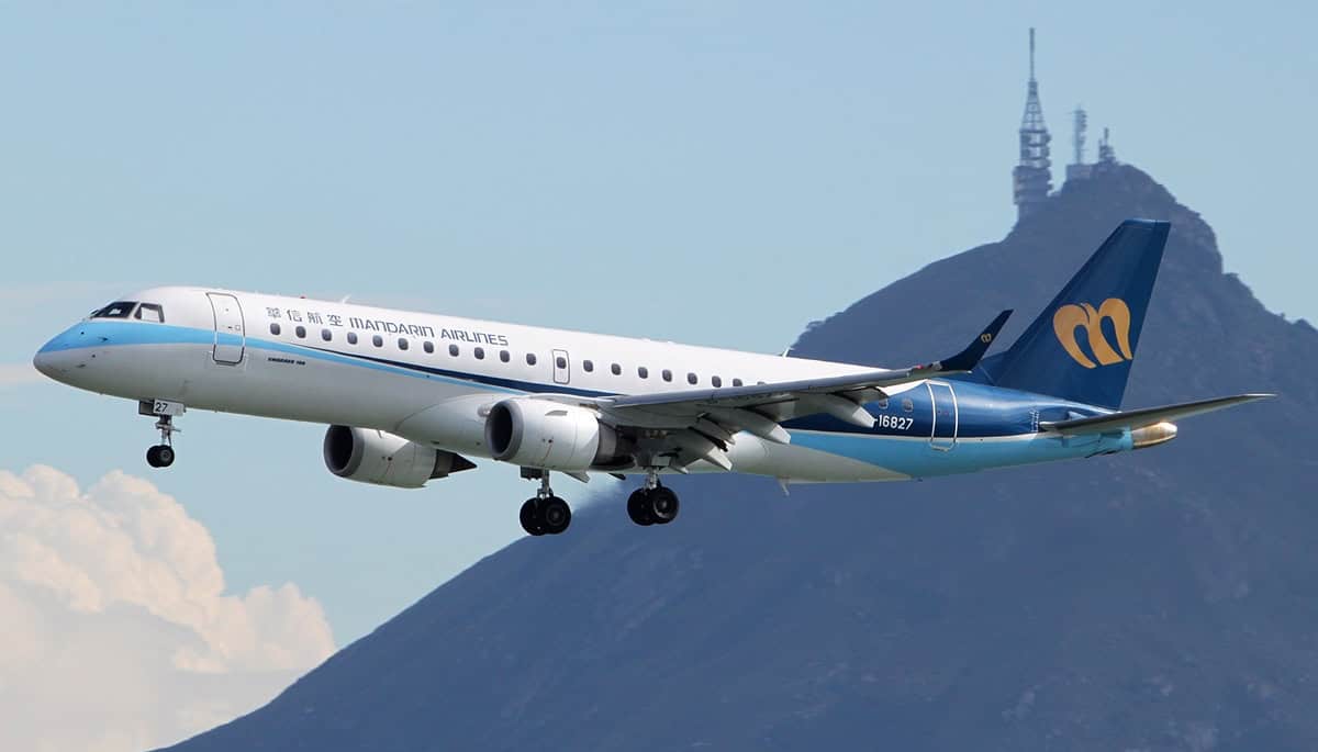 Mandarin airlines aircraft representing hualien flight reductions and changing taiwan regional travel connectivity