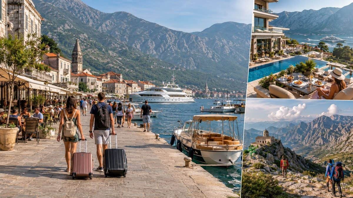 Montenegro adriatic coast during a strong 2026 tourism season with international visitors and mountain scene