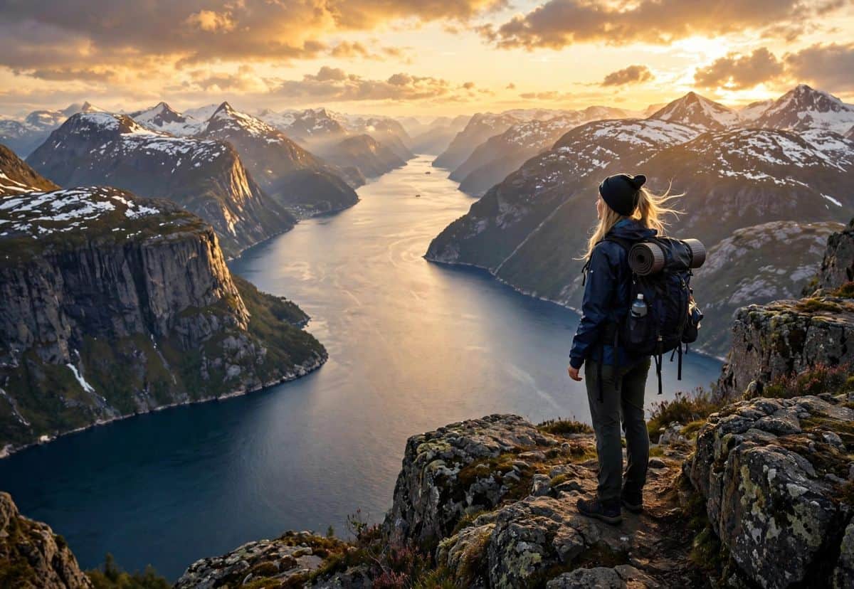 Norway peak solo female hiker