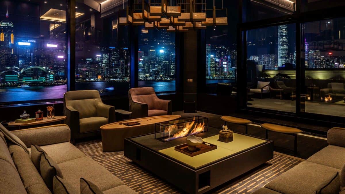 Regent hong kong the terrace overlooking victoria harbour and hong kong island skyline