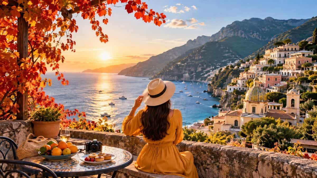 Scenic october travel destinations featuring autumn landscapes, coastal retreats, historic cities and arctic scenery across global holiday locations.