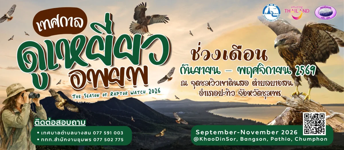 Raptor watch festival 2026 at khao dinsor in chumphon featuring migrating hawks and eagles over southern thailand.