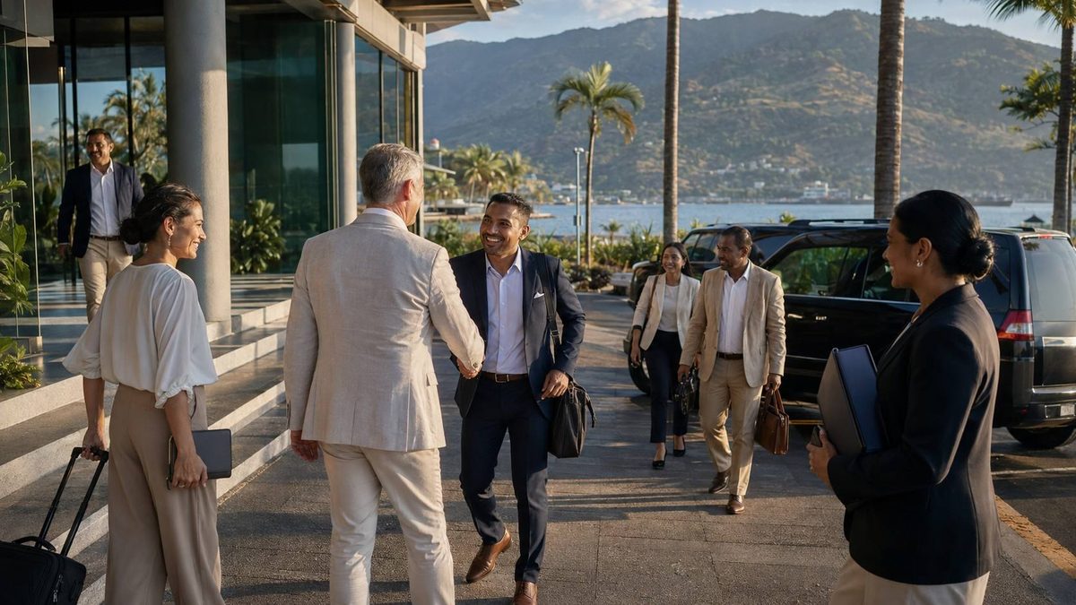 Delegates arriving in dili for the darwin–dili business summit 2026