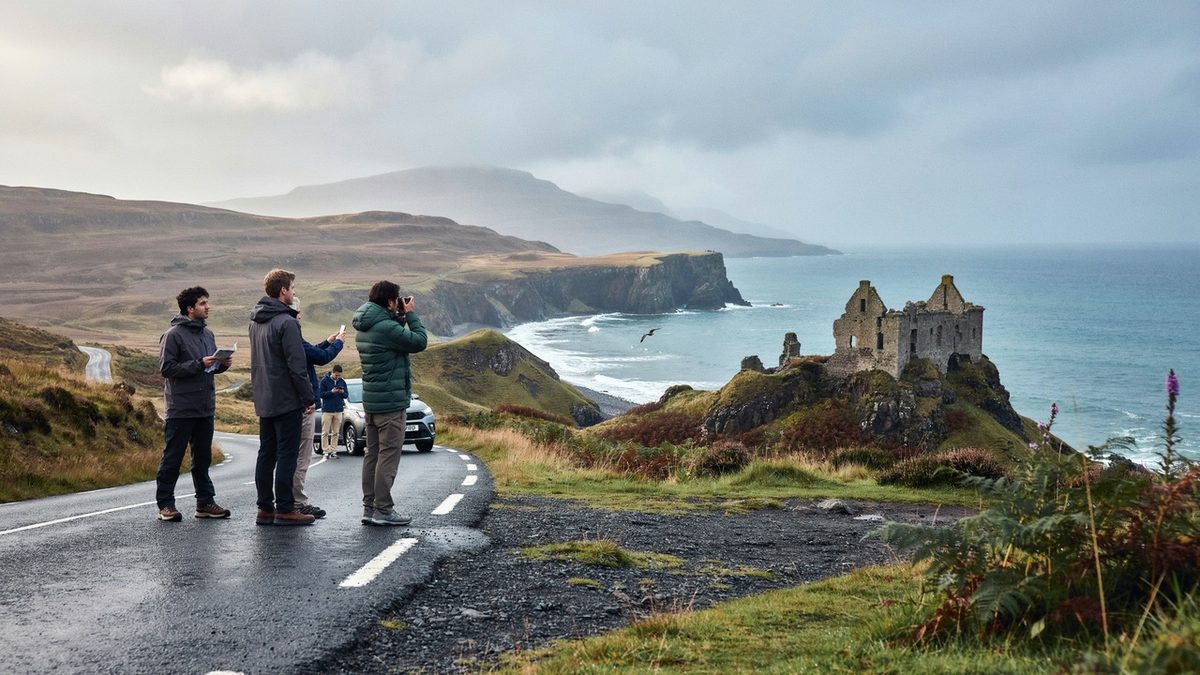 International travellers exploring scotland highlands and island landscapes