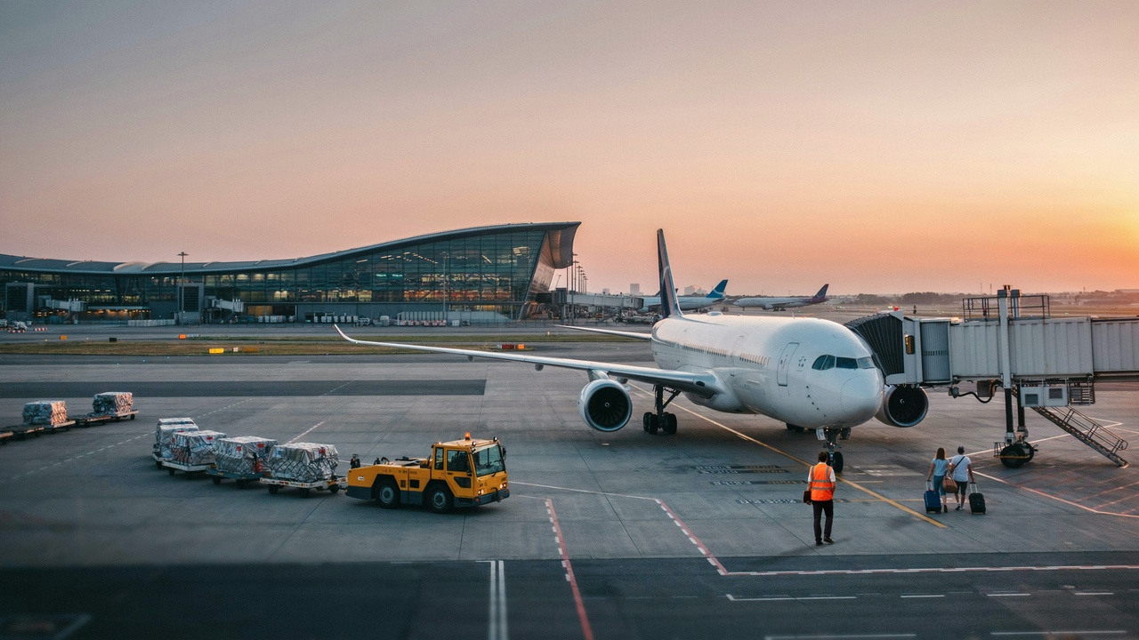 Virgin atlantic aircraft at heathrow airport terminal