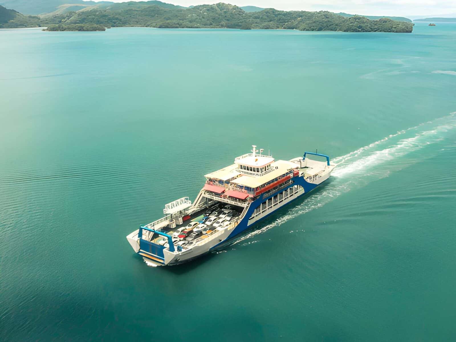 Passenger ferry crossing the gulf of nicoya near puntarenas, costa rica
