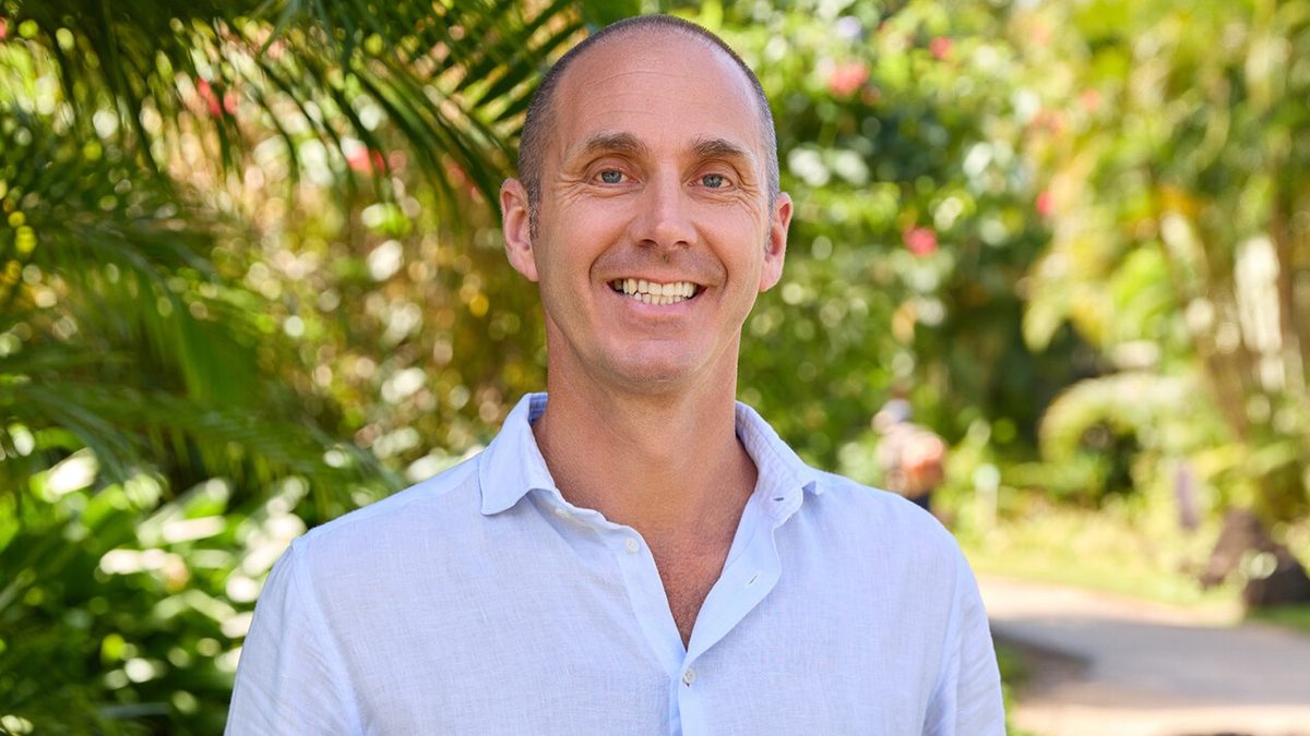 New general manager of four seasons resort mauritius at anahita pictured in a tropical resort setting.