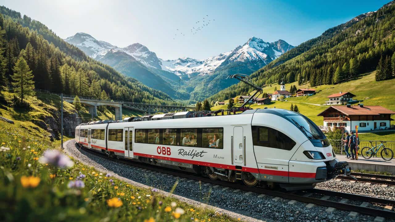 Railjet m electric multiple-unit train designed for alpine routes displayed at innotrans 2026 in austria