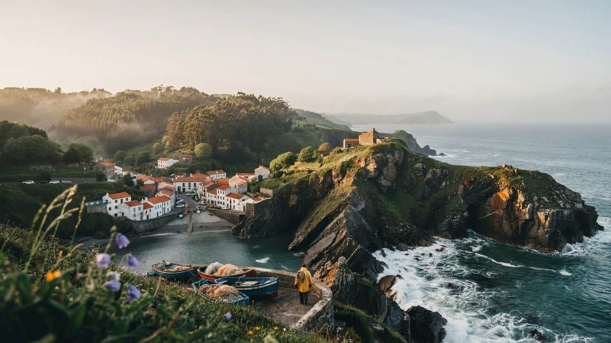 Coastal village on rocky cliffs