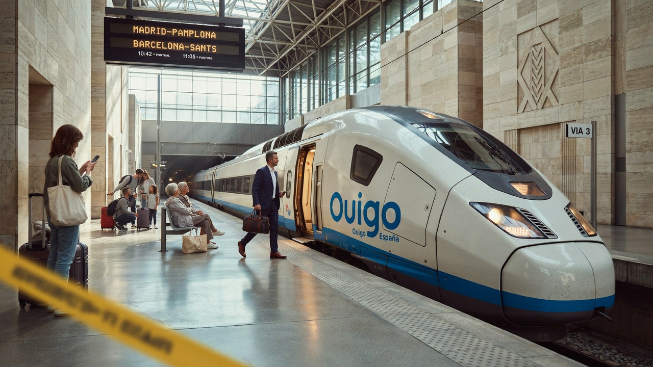 Ouigo high-speed train operating on Spain’s Madrid Barcelona railway corridor during a new fare strategy phase
