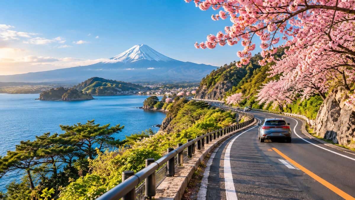 Aerial view of cars cruising along a musical highway strip with rhythmic grooves carved into asphalt - travel and tour world Aerial view of cars cruising along a musical highway strip with rhythmic grooves carved into asphalt.