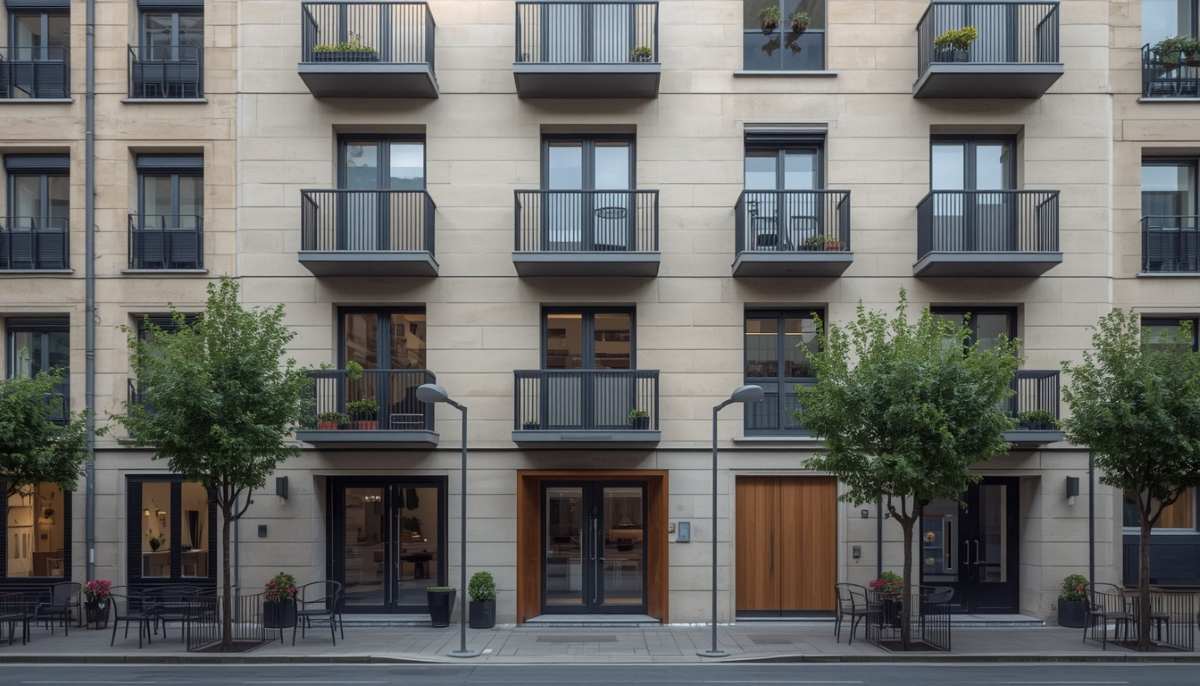 Airbnb - travel and tour world A modern apartment airbnb exterior in an urban european setting representing short-term rental properties under regulatory review.