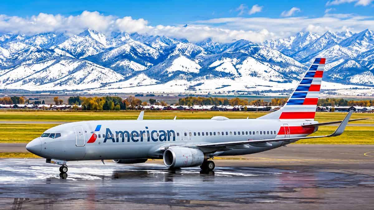 American airlines boeing 777 long-haul passenger aircraft at an airport following an unscheduled diversion to new york after an onboard toilet failure.