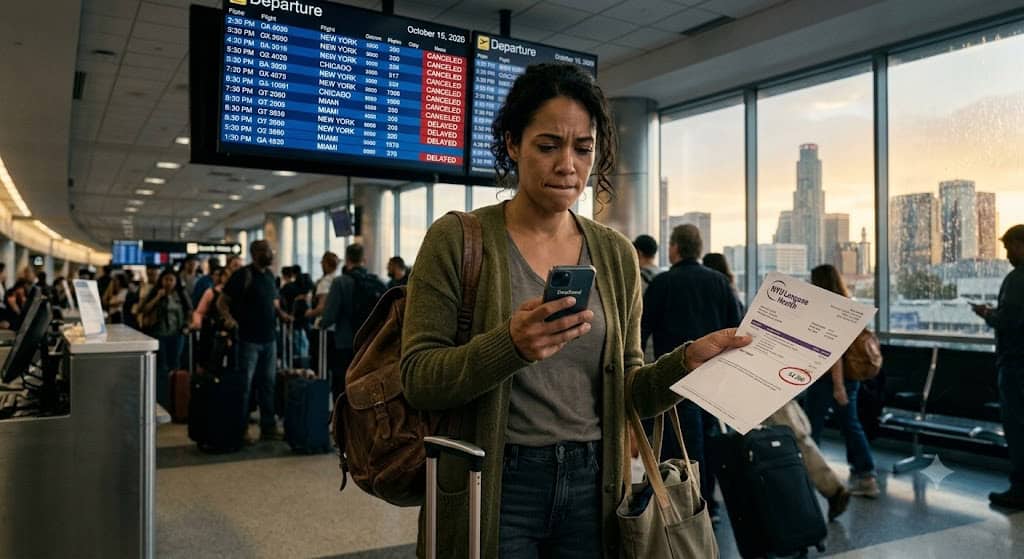 American traveller stranded - travel and tour world American traveller staring in her mobile