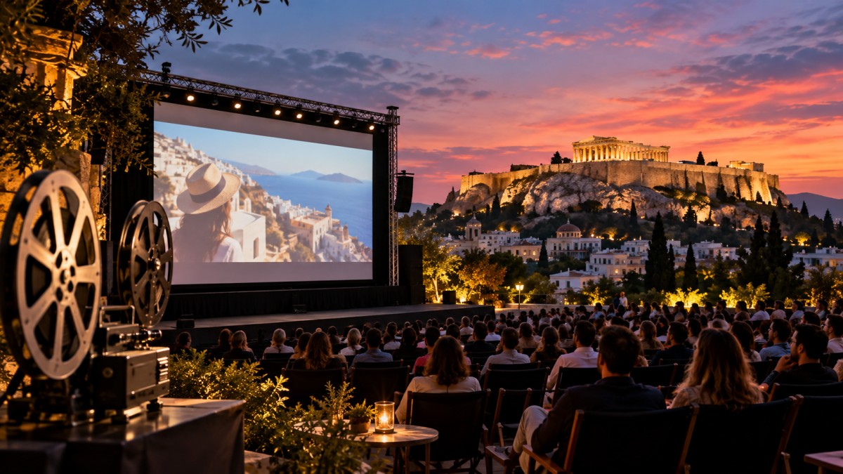 Athens international film festival greece - travel and tour world Outdoor screening near acropolis athens