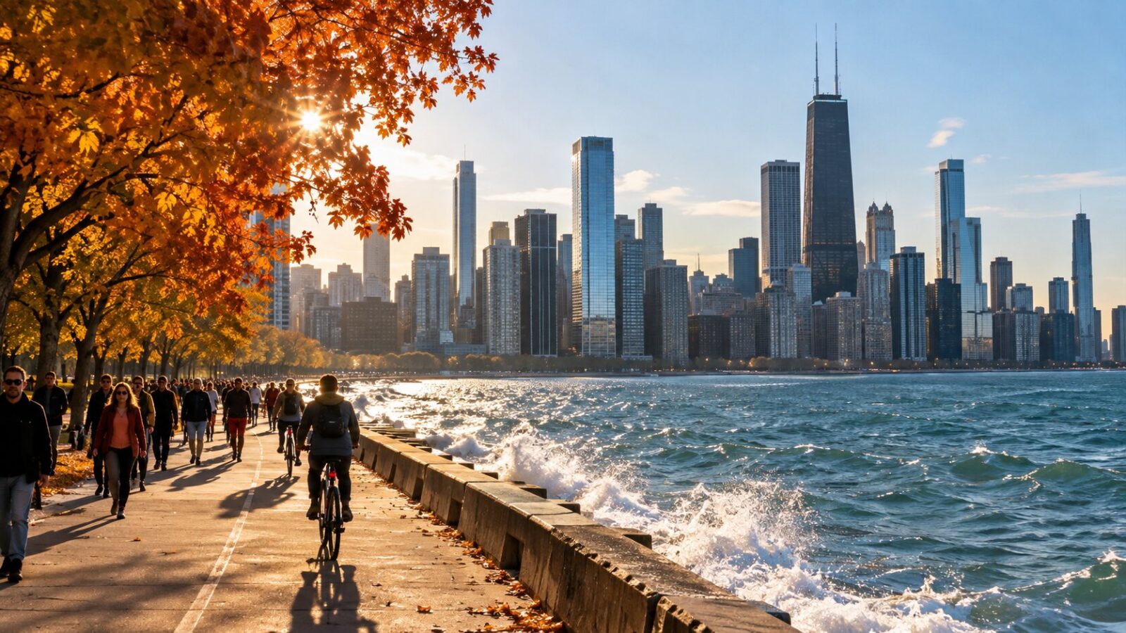 Chicago's lake michigan waterfront experiences unusual october warmth amid autumn colours - travel and tour world Chicago waterfront