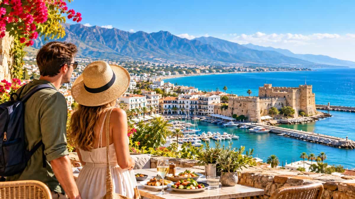 Autumn tourism - travel and tour world Sunlit turquoise waters and sandy shores welcoming autumn holidaymakers in cefalu, sicily.