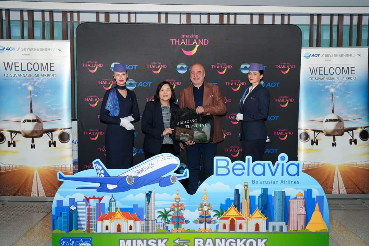 Belavia - travel and tour world Belavia airlines promotional event at bangkok suvarnabhumi airport.
