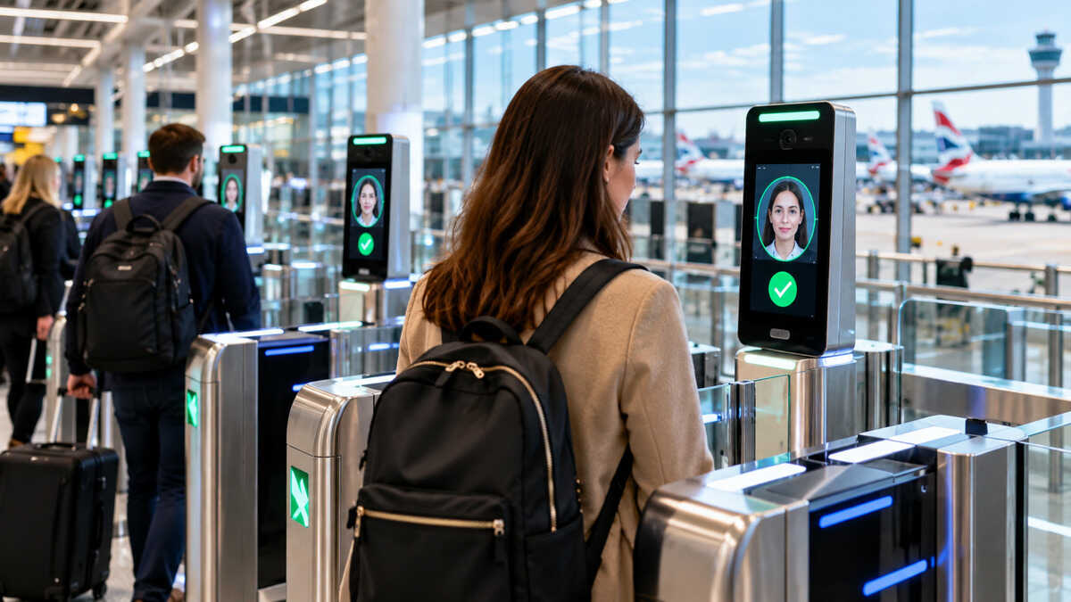 Biometric e-gates at a modern ai - travel and tour world E-gates