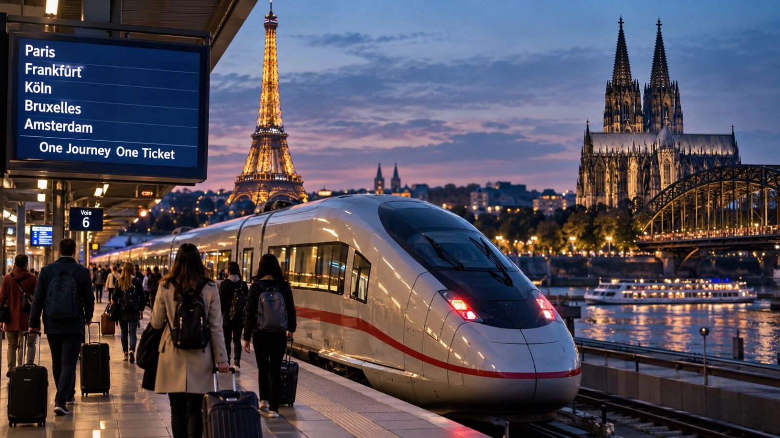 Blue-hour european rail journey