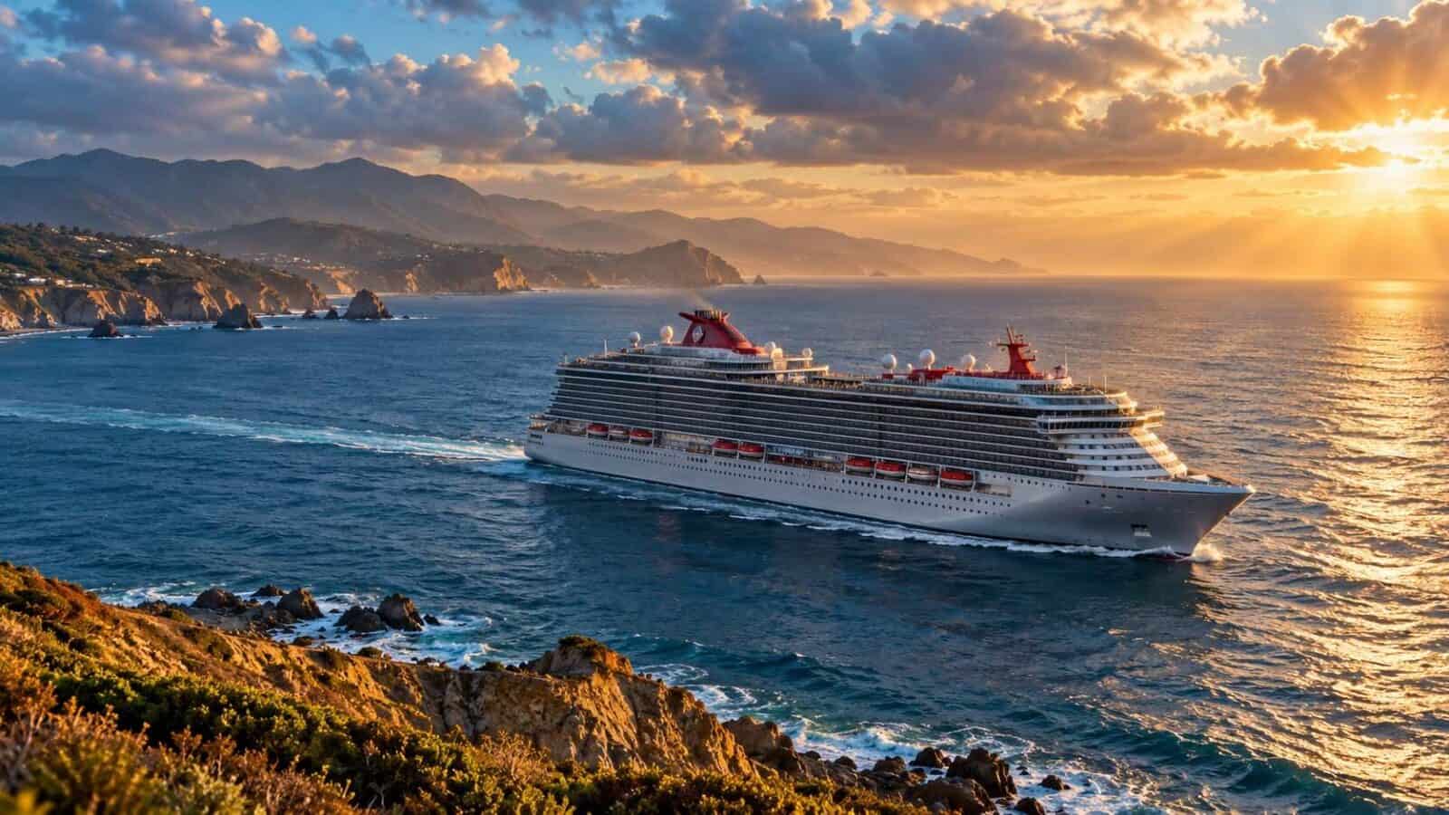 Virgin voyages - travel and tour world Illustration of brilliant lady cruise travel rerouting towards california and ensenada.