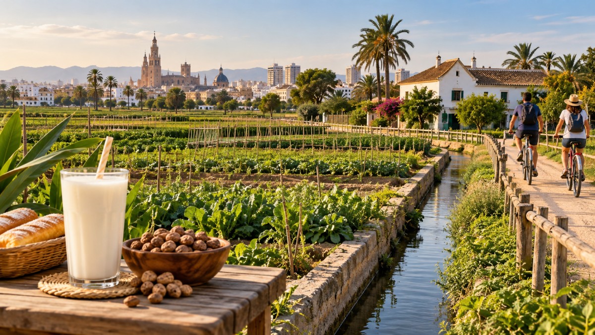 Cyclists exploring valencias scenic farmland - travel and tour world Cyclists touring valencia market gardens