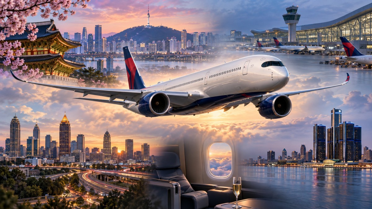 Delta airbus a350 seoul collage - travel and tour world Delta air lines flying seoul
