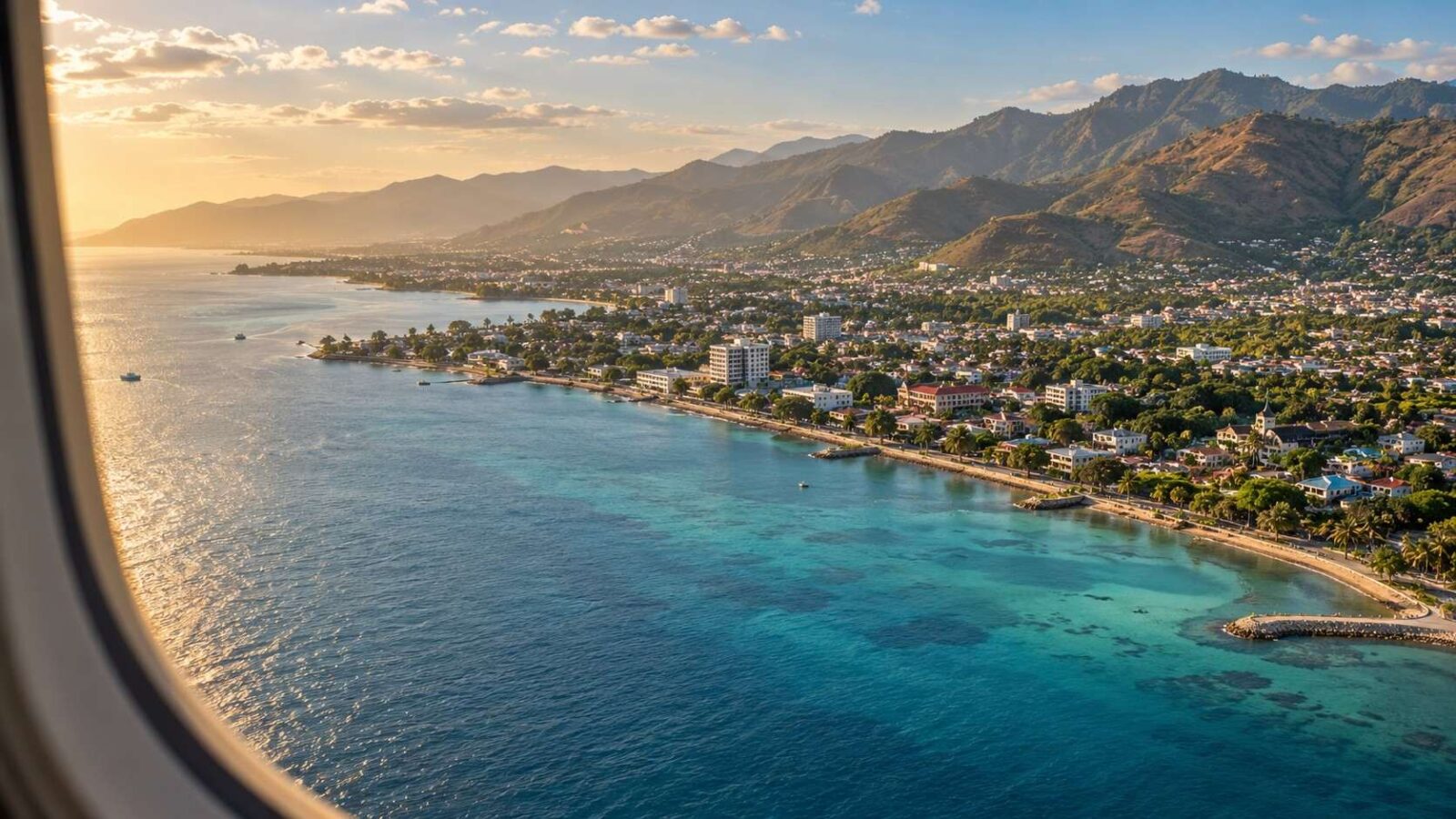 Thailand and timor-leste - travel and tour world Dili waterfront and green hills illustrating tourism opportunities linked to bangkok–dili direct flight plans.