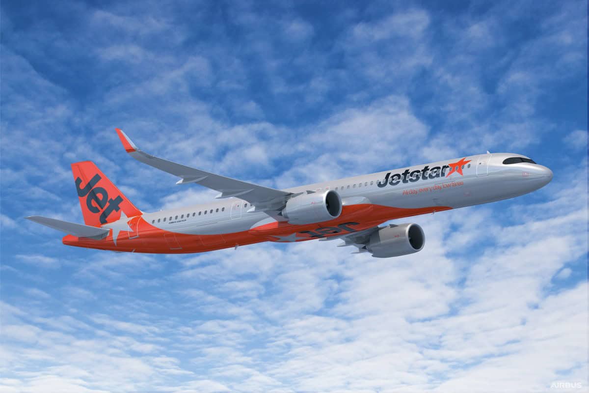Jetstar - travel and tour world Jetstar airbus a320 aircraft preparing for the historic first passenger flight from western sydney international airport to gold coast, australia.