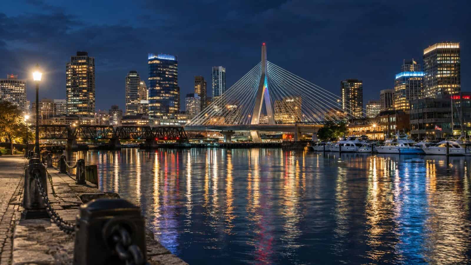 Illuminated harbor bridges and skyline - travel and tour world Illuminated harbor bridges and skyline