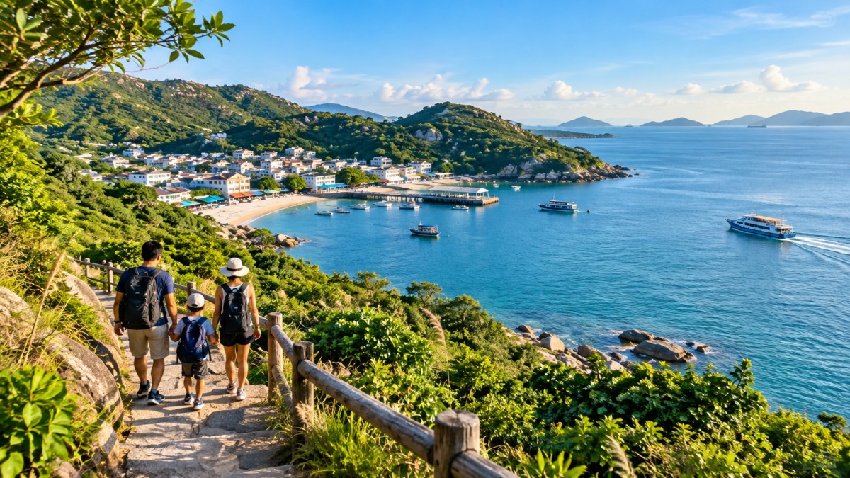 Family hiking lamma island trail
