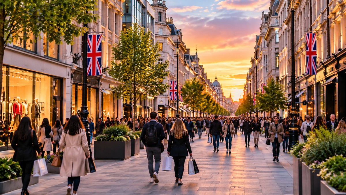 Pedestrians walking along oxford street