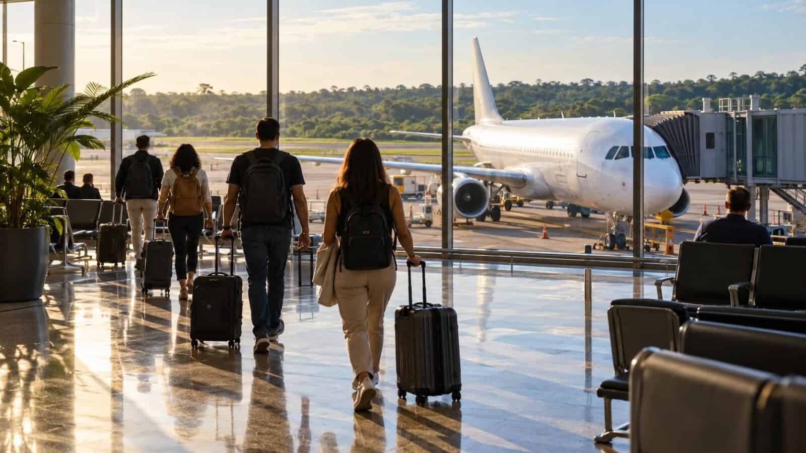 Brazil travel - travel and tour world Illustrative view of travellers at a terminal supporting the foz do iguaçu airport passenger traffic report.