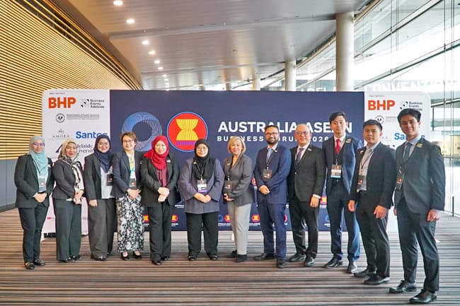 Brunei - travel and tour world Brunei darussalam officials and delegates pose at the australia-asean business forum 2026 in adelaide, promoting investment opportunities and visit brunei year 2027.