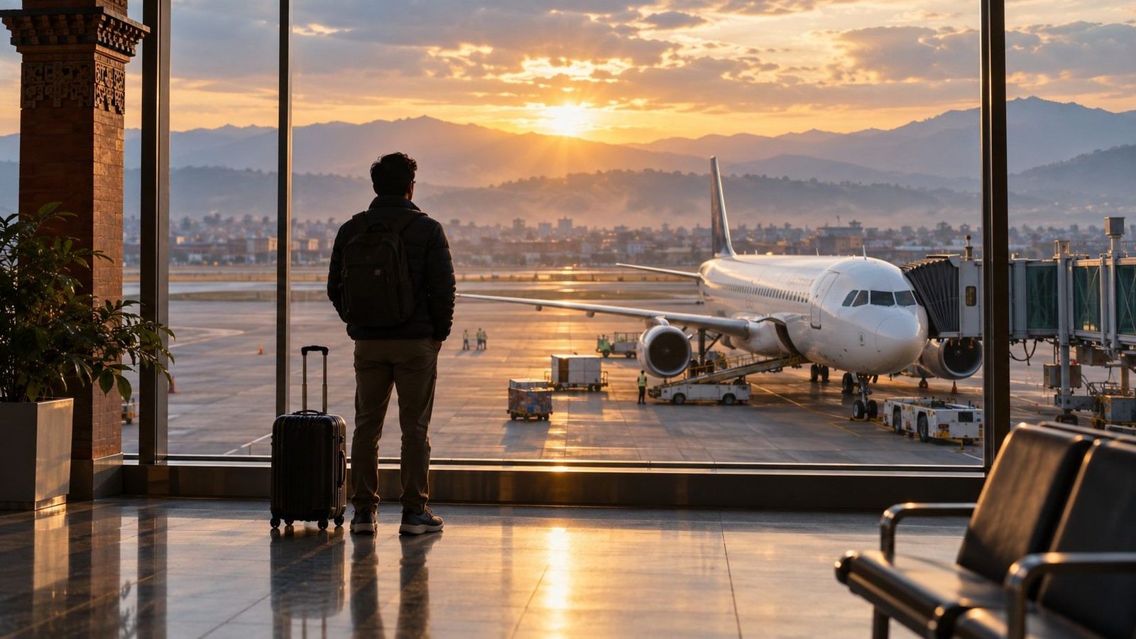 Nepal airlines - travel and tour world Illustrative airport scene accompanying the himalaya airlines dammam flight notice.