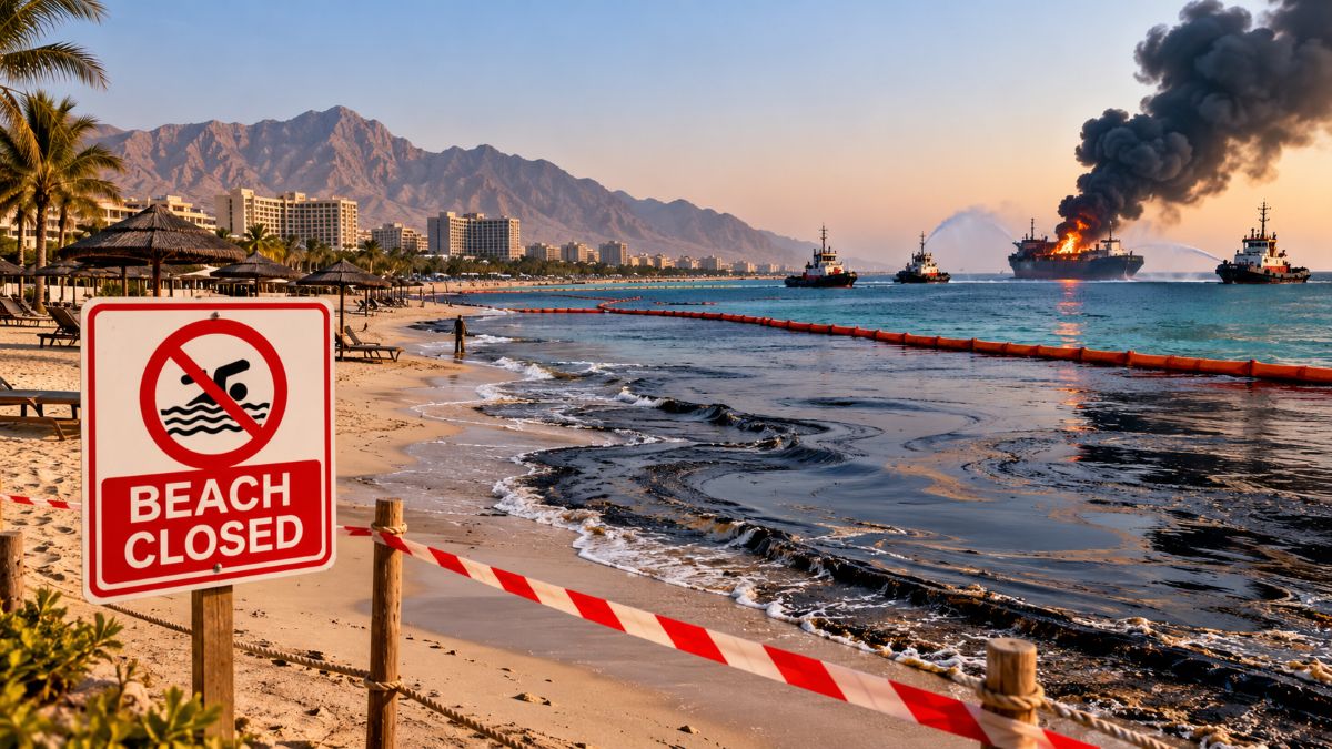Rak beach - travel and tour world Ras al khaimah beach closures following an offshore oil spill near the uae coast