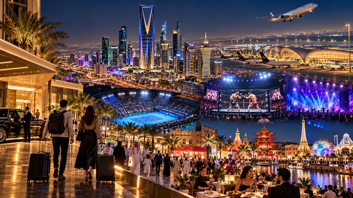 Riyadh skyline and entertainment attractions portraying saudi arabia's growing event-tourism economy
