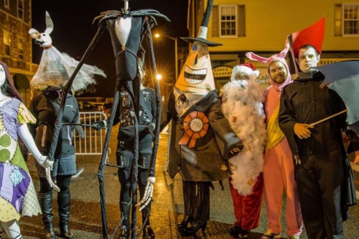Salem halloween - travel and tour world Salem halloween parade featuring jack skellington and costumed participants at night