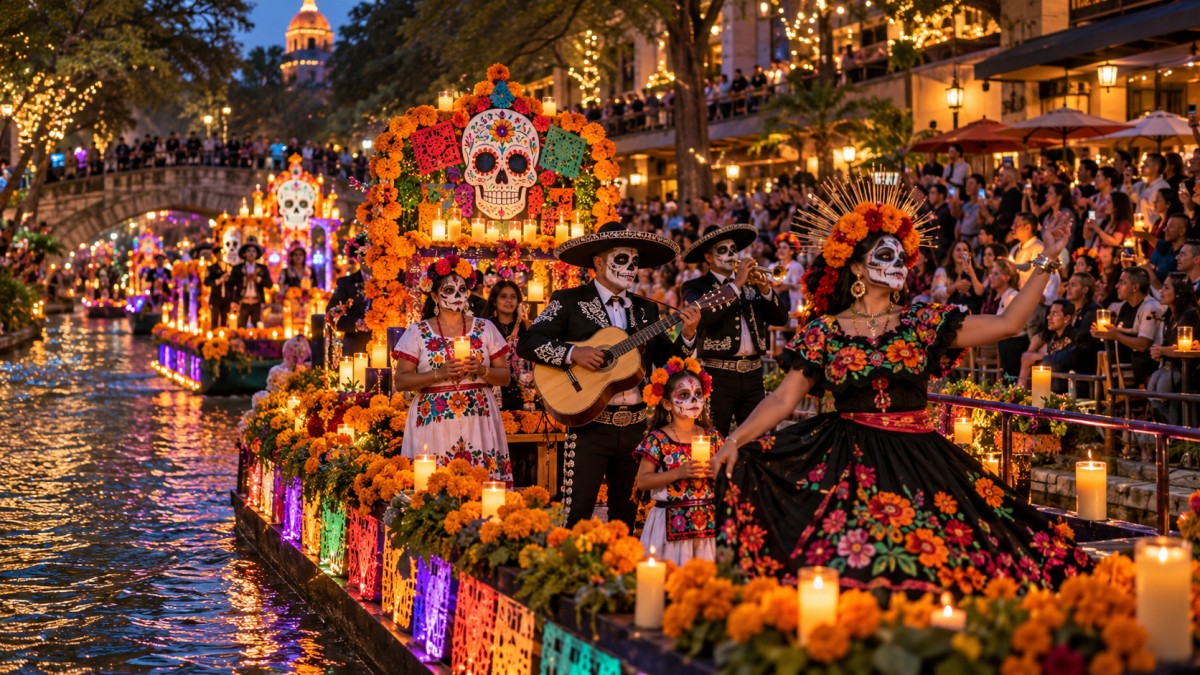 San antonio day of dead parade - travel and tour world Illuminated floats during day of the dead