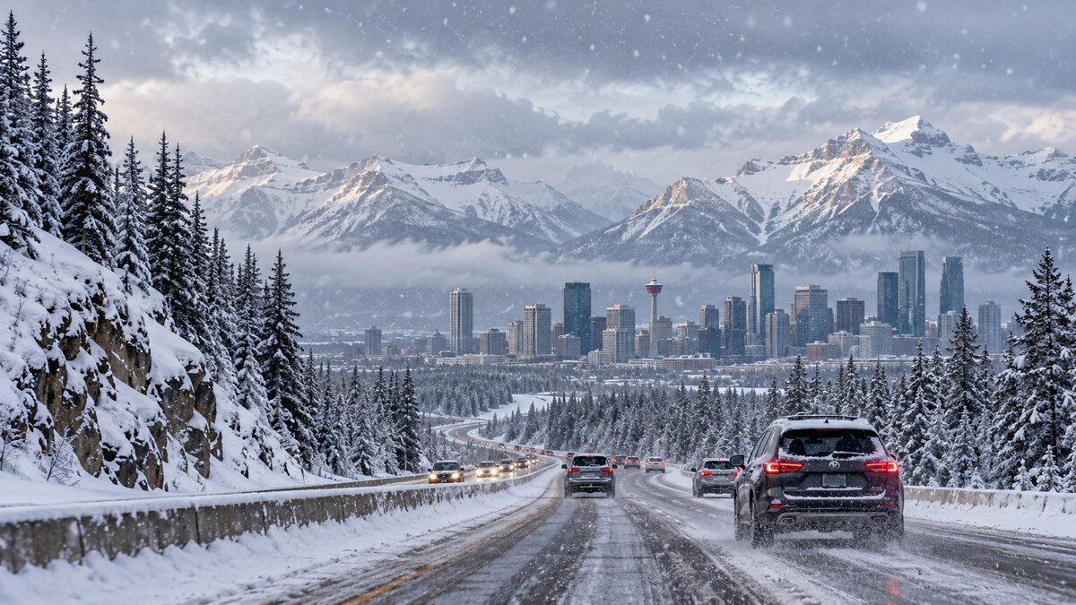 Snowy highway to the mountain city 1 - travel and tour world Thanksgiving snowstorm