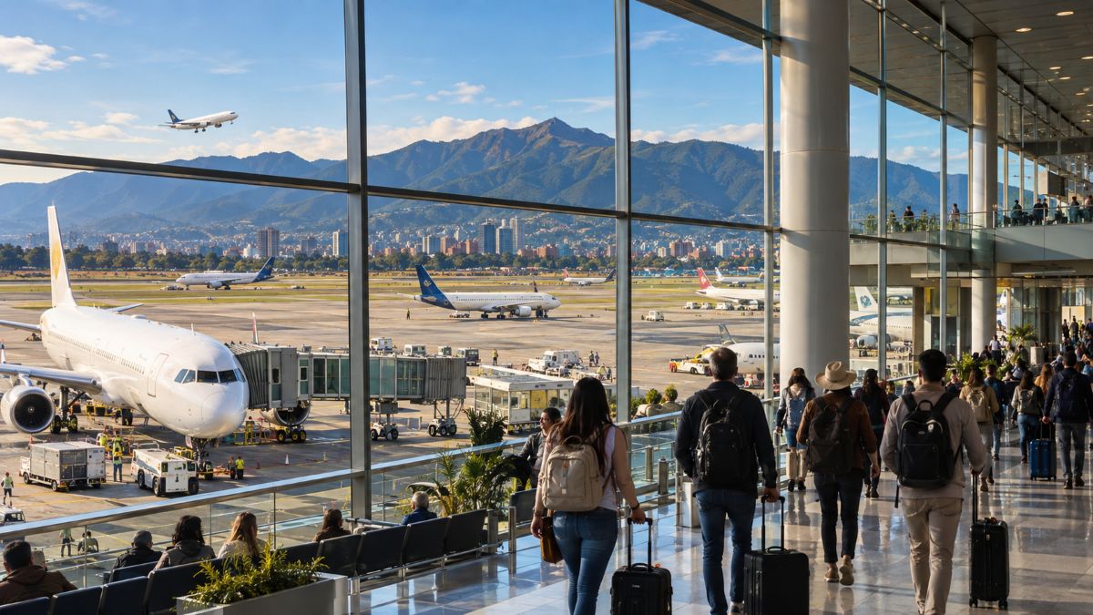 Sunlit-airport-terminal-and-mountain-skyline-1 - travel and tour world Sunlit airport terminal and mountain skyline
