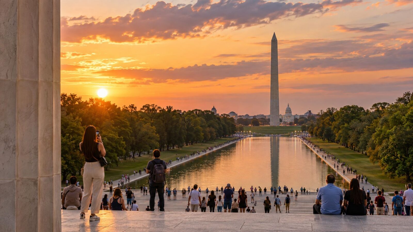 Sunset view down the national mall
